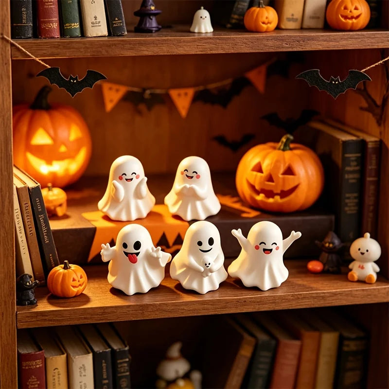 Cartoon Mini Ghost Resin Ornament Halloween Desktop Decoration Small Statues Party Atmosphere Creative Ornament