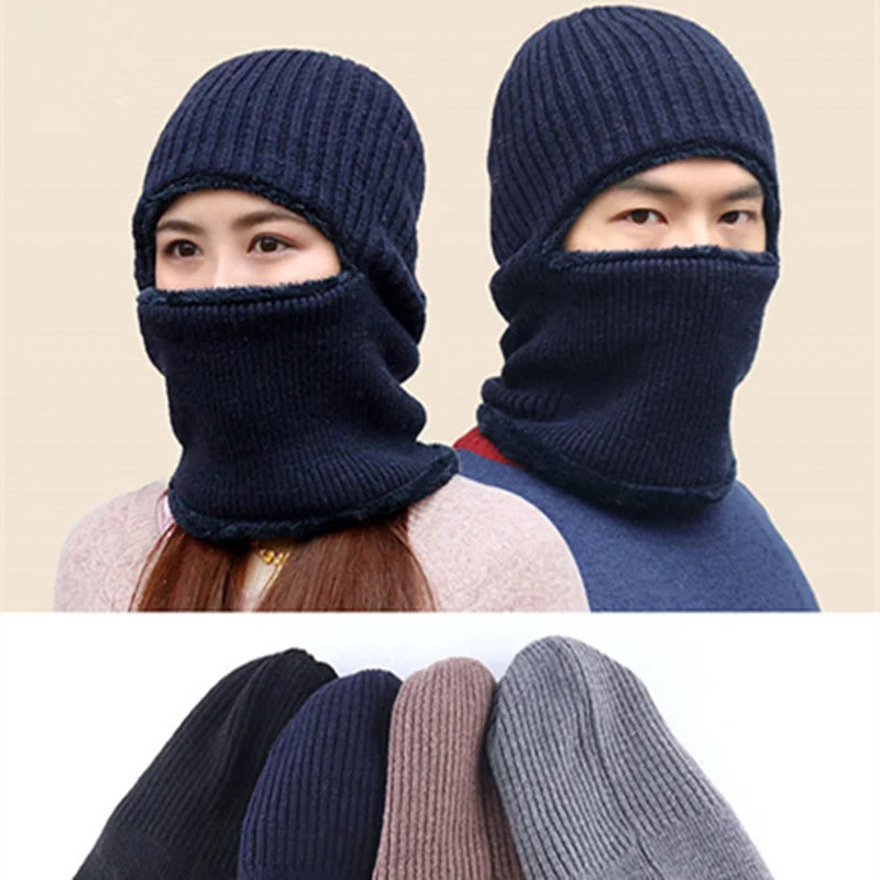 Winter Kintted Thicken Balaclava Full Face Mask Windproof Warm Outdoor Cycling Ski Hat Women Men Coldproof Running Earmuffs Hat