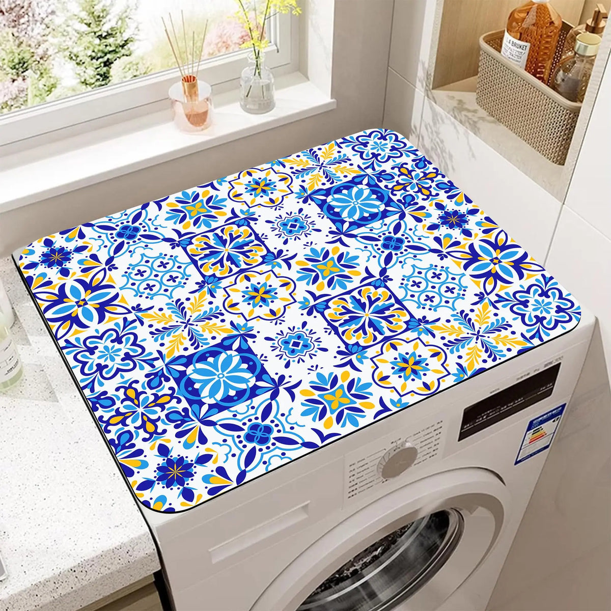VIKAMA Colorful Mexican Boho Washer and Dryer Washing Machine Dust Cover Pad Anti-slip Absorbent Protector Mat Home Decoration