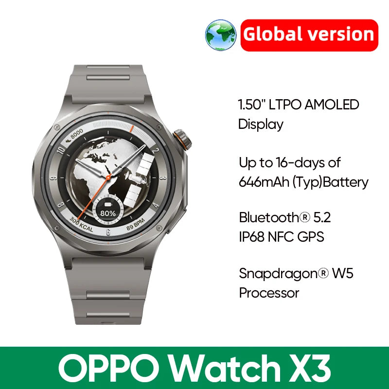 [ ] Global Version Smartwatch OPPO Watch X3 Snapdragon