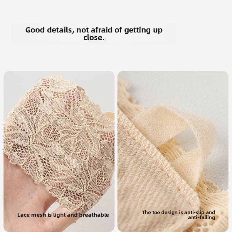 Summer Thin Lace Invisible Socks Split Toe Forefoot Socks for Women High Heel Slippers Shoes Breathable Lace Socks for Halloween