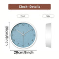 Light Blue Metallic Round Silent Hanging Wall Clock, Suitable For Living Room, School, Study Room, Bedroom, Children's Gifts.