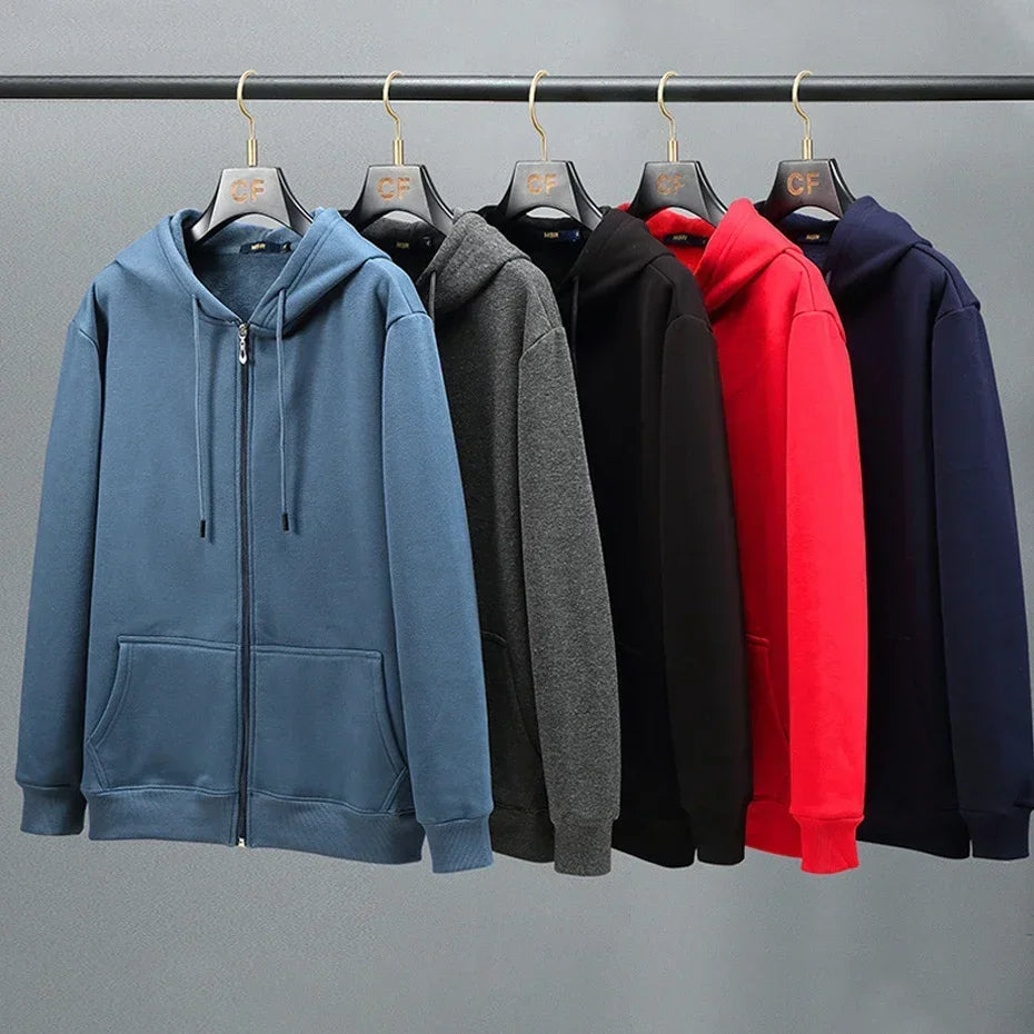2024 Men Zip Oversized Hoodie Plus Sized Fleece Hood Long Sleeve Top Male Sweatshirt Zipper Loose Baggy Big Size Plus Large 12XL