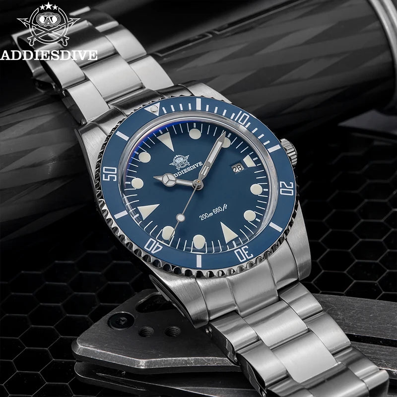 ADDIESDIVE Men's Diving Watch Stainless Steel Ceramic Bezel Quartz