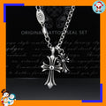 Double Cross Pendant Collarbone Necklace, Punk