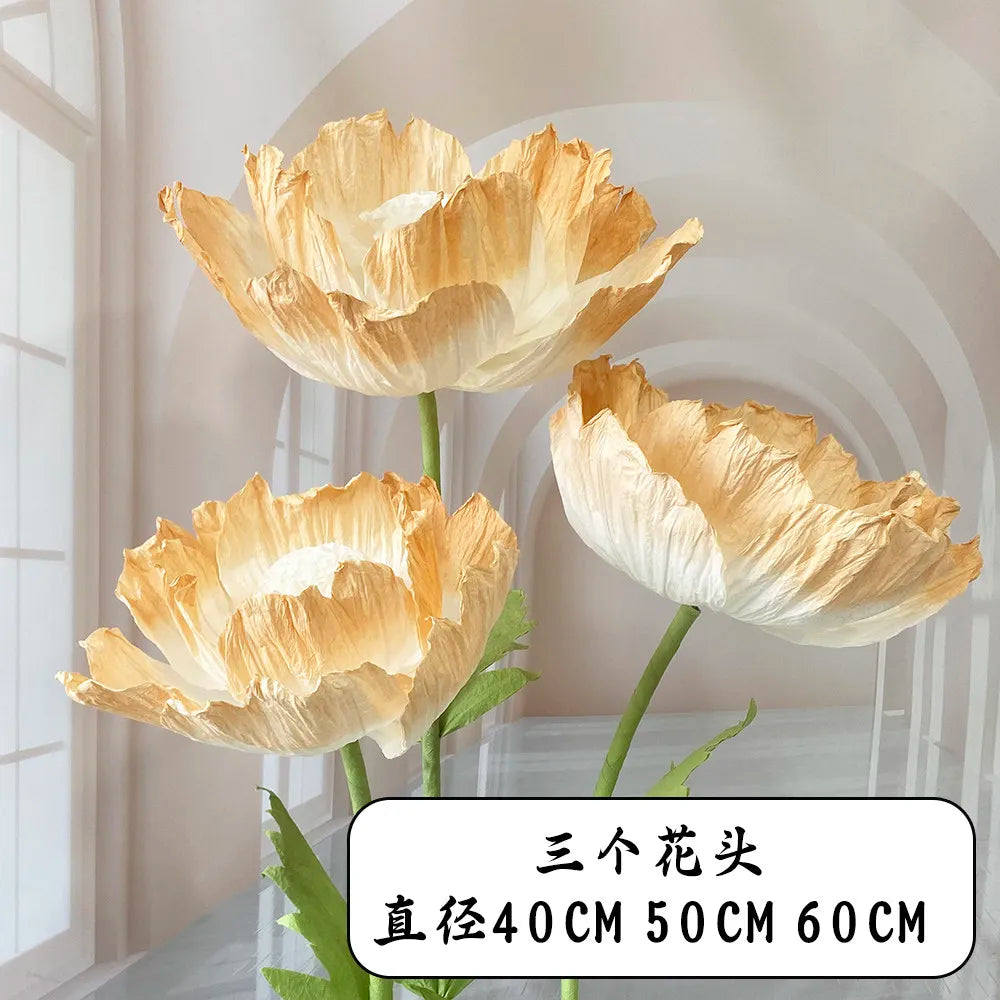 Wedding Props Artificial Giant Poppy Paper Flower Wedding Road Guide Floral Birthday Party Backdrop Decor Stage Window Display