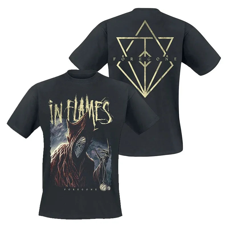 Y2k in Flames Band's Swedish Metal Rock Men's Short-sleeved Pure Cotton Printed T-shirt From An American/European Trendy Brand