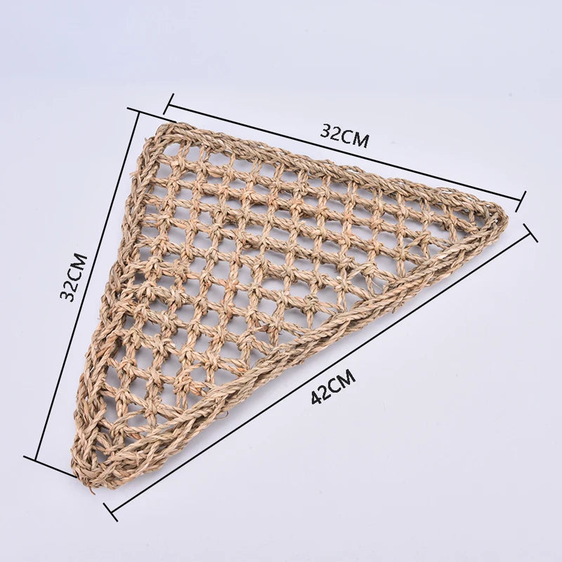 1x Hand-knitting Seaweed Pad Washable Pet Cushion Bird Ladder Stand Toy Lizard Crawling Shelf Lounger Hammock Small Pet Bed Mat