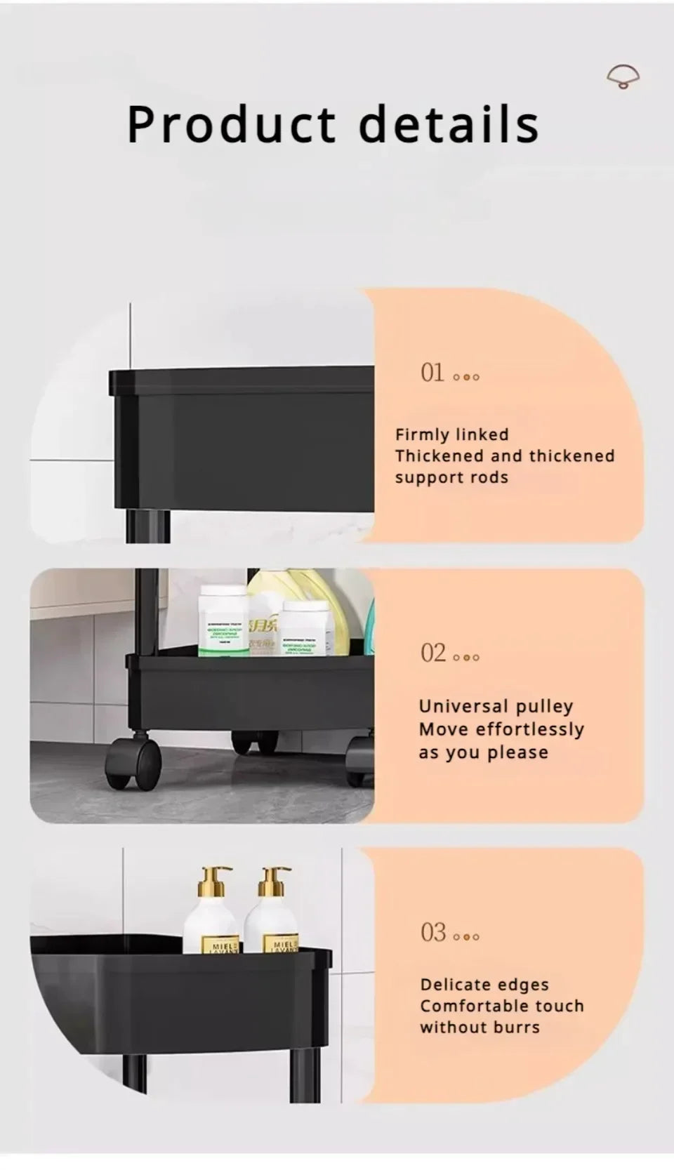 Rolling Cart Storage Rack 2/3/4 Tier Gap Storage Shelf Movable Bathroom Triangle Storage Rack Floor-standing Corner Shelf