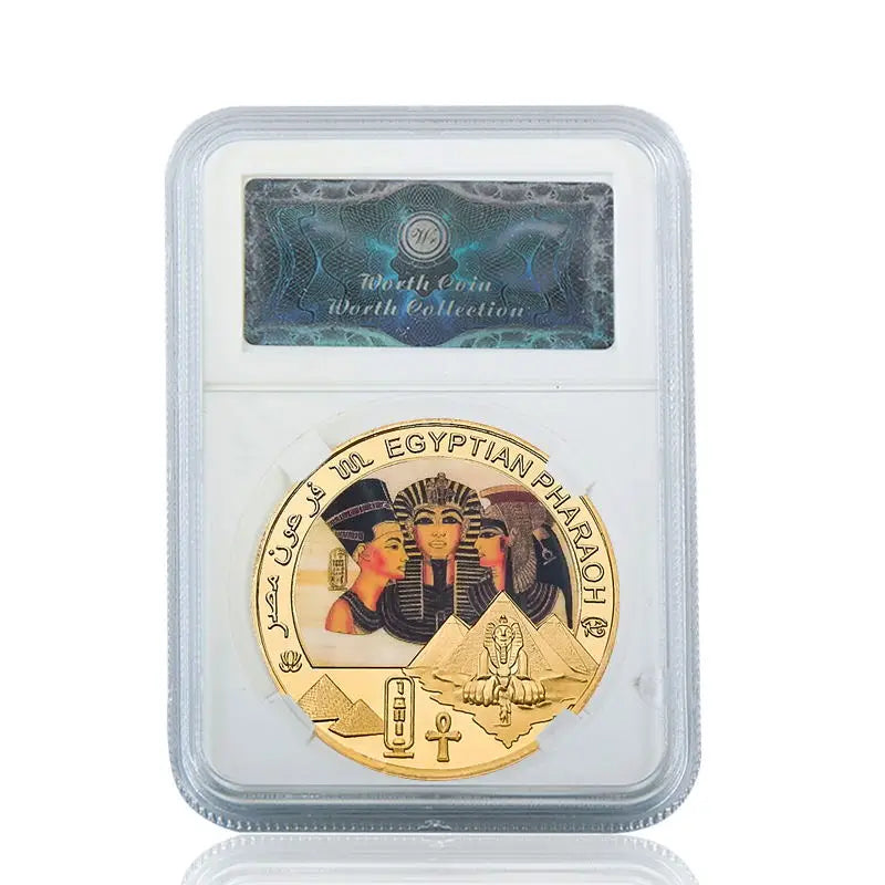 Egyptian Pharaoh Gold Plated Commemorative Coin Egypt Challenge Coin Art Craft Souvenir Business Gift for Collection Home Decor
