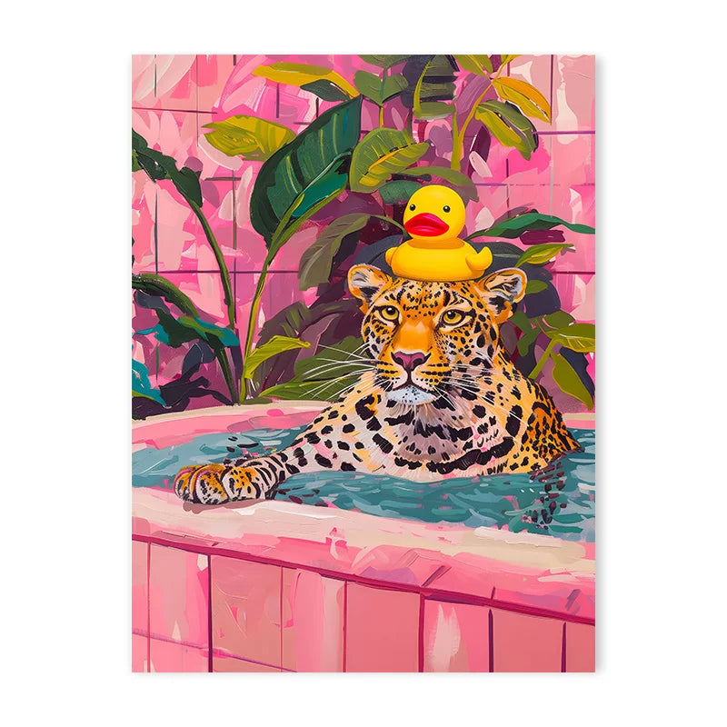 Colorful Bathtub Animal Tiger Zebra Black Cat Aesthetic Canvas Painting Nordic Bathroom Wall Art Poster Living Room Home Decor