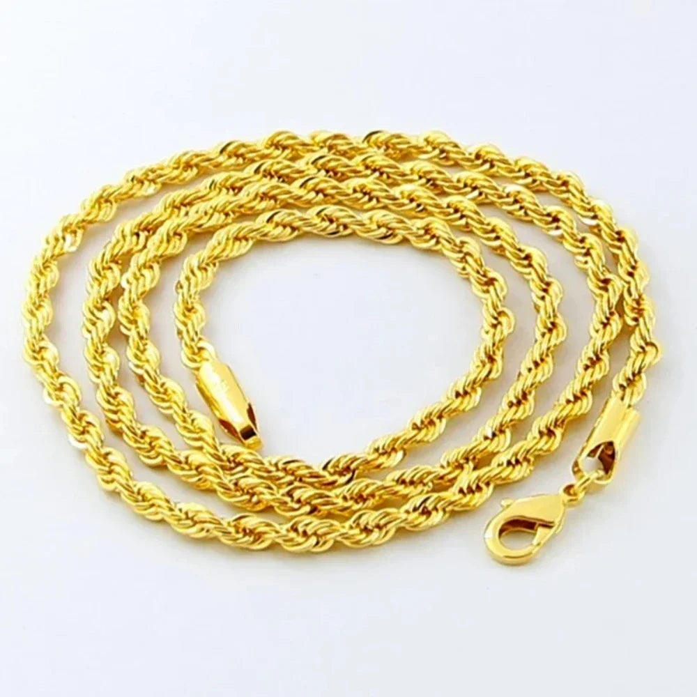 Hot Y2K 18K Gold Necklace 4MM Twisted Rope Twist Electroplating