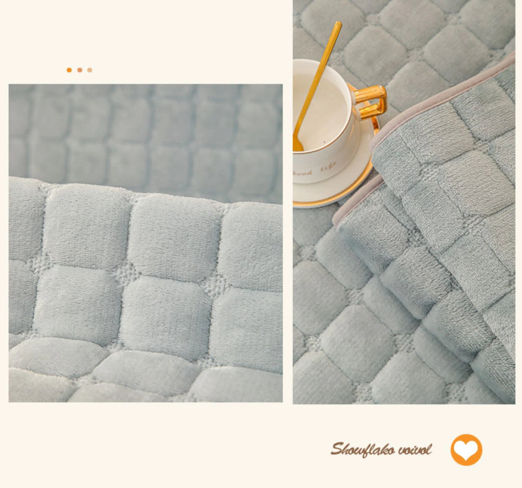 Soft Sofa Cover Thickened Solid Colour Flannel Square Quilted Sofa Cushion Warm Plush Velvet Non-Slip Universal Sofa Backrest