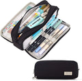 Large Storage Pencil Case-3-Compartment Bag, Double-Side Open, Student Stationery, Desk Organizer for School Use