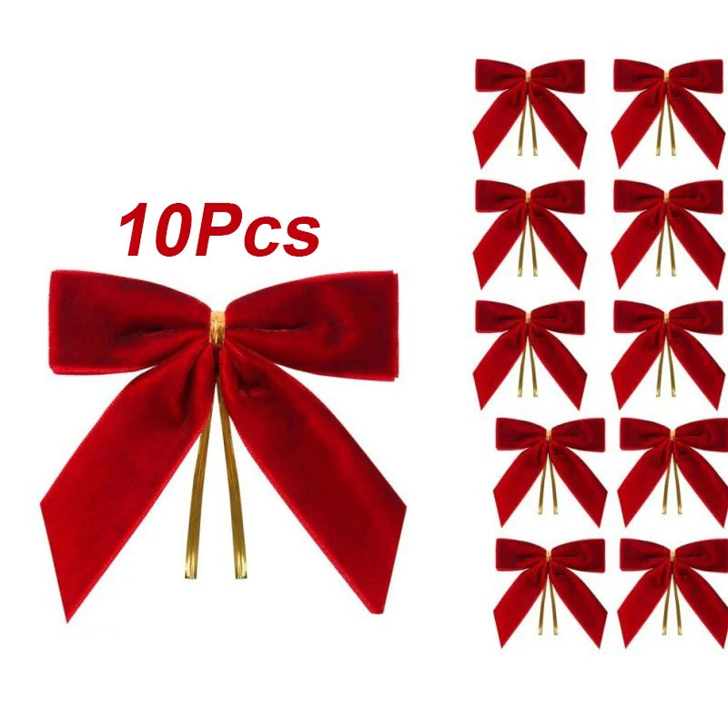 10/20Pcs Velvet Bows For Christmas Tree Decor Wreath Garland Velvet Bow With Twist Tie Christmas Velvet Bows Christmas Holiday