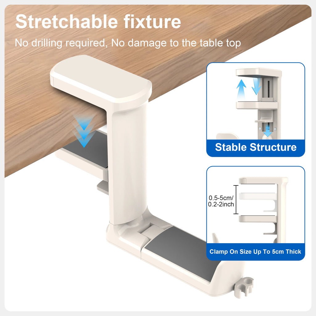 4-in-1 Desk Organizer - Under Desk Cup Holder and Headphone Hanger with 2 Wire Holes - Rotating Hanger，for Cup, Phone and Pen