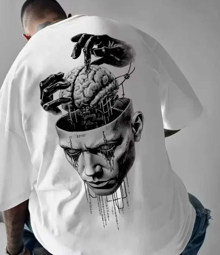 Brain and Hands Graphic Men'S Short Sleeve T-Shirt Slight