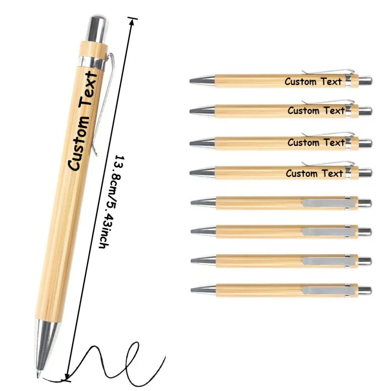 20/50/110PCS Customizable Bamboo Ballpoint Pens Smooth Writing Ideal