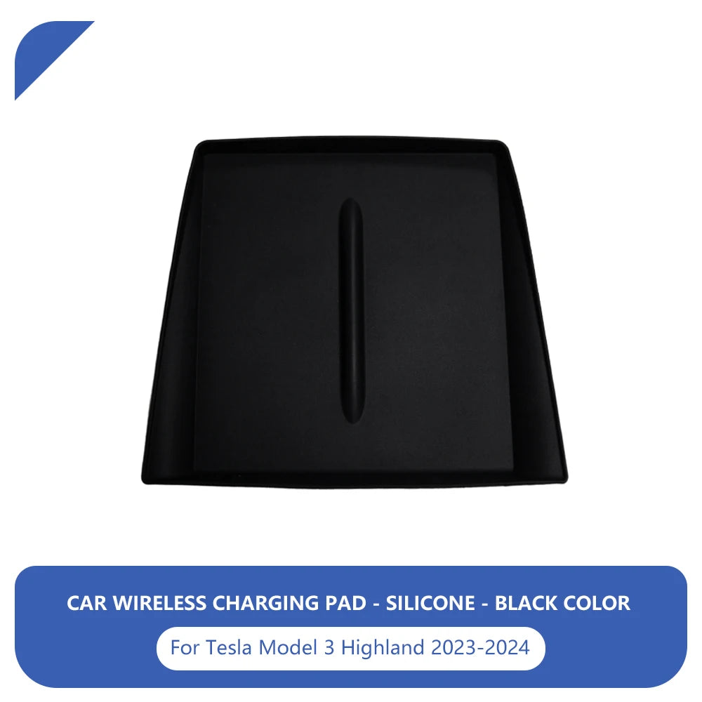 For Tesla Model 3 Highland 2024 Silicone Wireless Charger Pad Center Control Protector Non-slip Mat Car Interior Accessories
