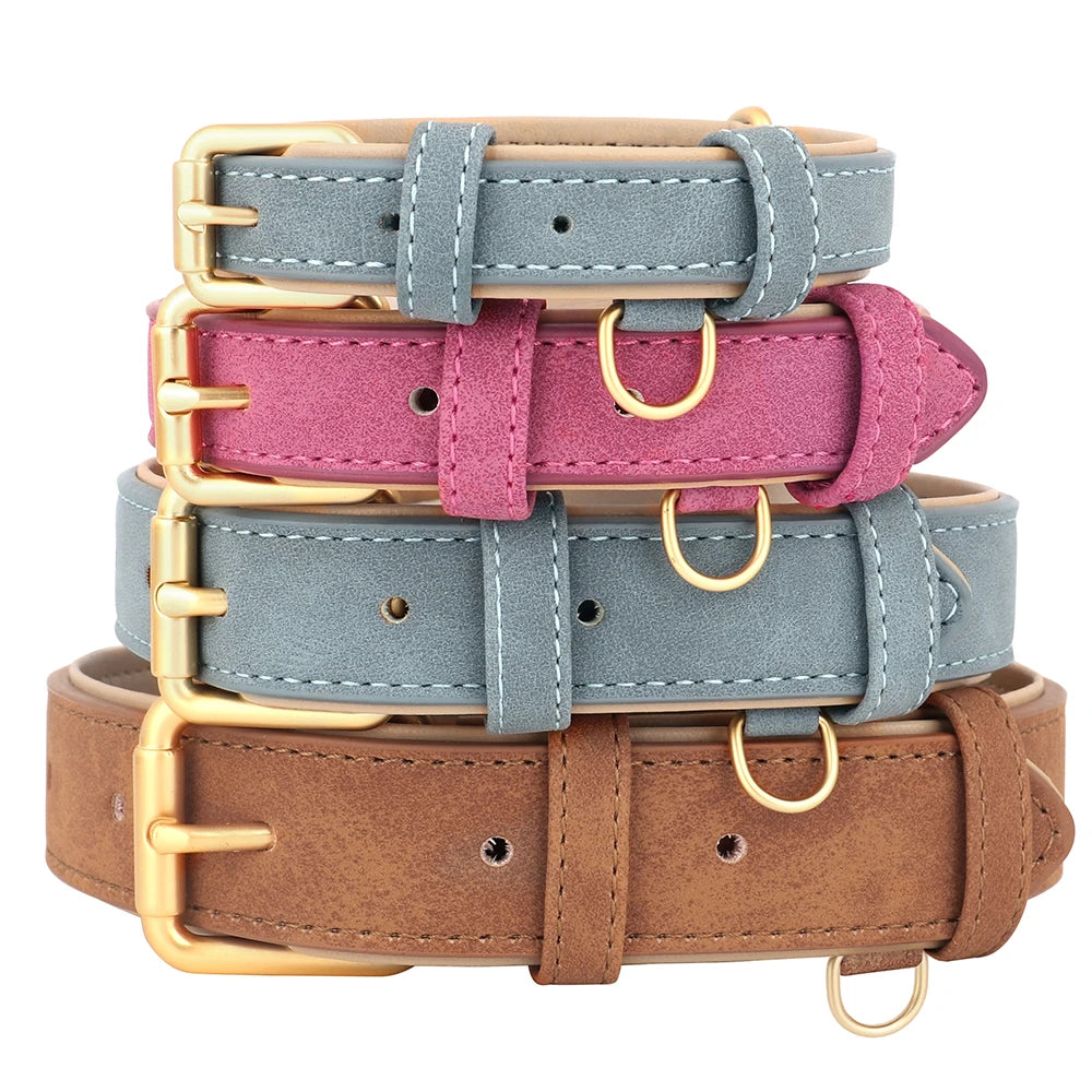 Soft Leather Padded Dog Collar Adjustable Durable Dog Collars For Small Medium Dogs Perro Bulldog Pug Pitbull Pet Accessories