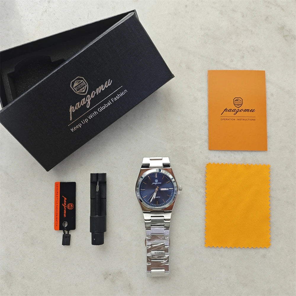 PAAZOMU Ultra Thin Quartz Watch Men Women Minimalist Style