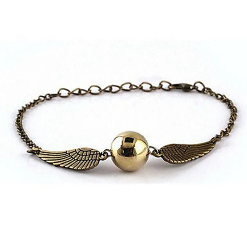 Vintage Jewelry Retro Tone Golden Snitch Pocket Wings Bracelet Pulseras for Men and Women Bijou Statement Jewelry