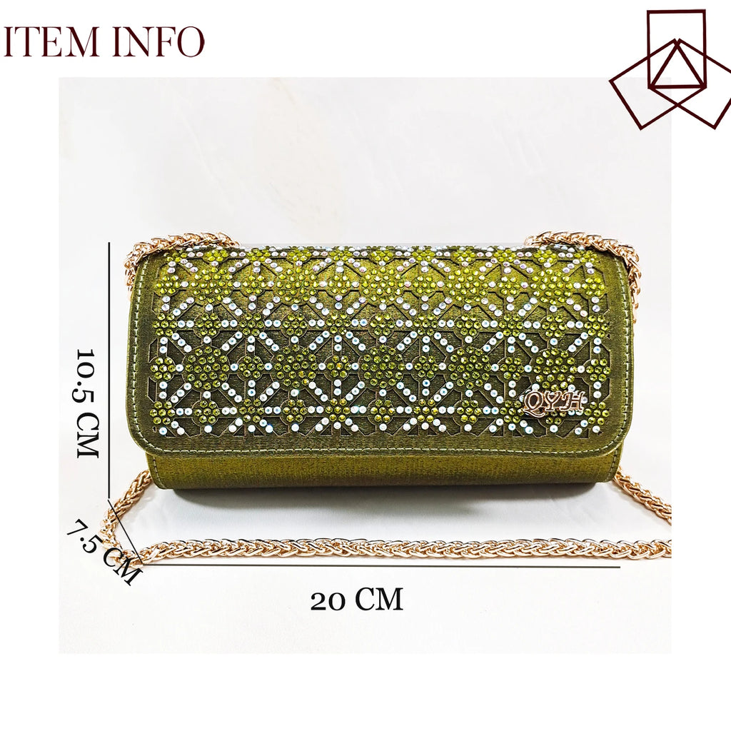 Queena Yan Popularity Olive Color Rhinestone Decoration Design Peep