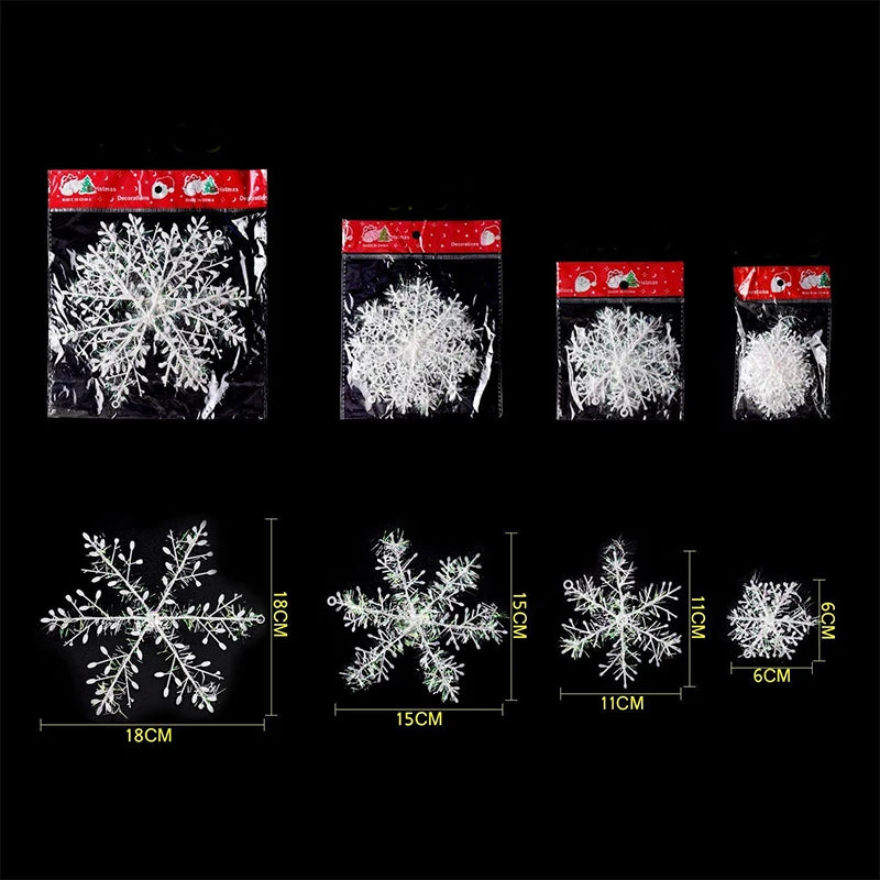6Pcs White Snowflake Christmas Decoration Snowflake Xmas Tree Pendant Ornament for Home Decor New Year Party DIY Gifts Accessory