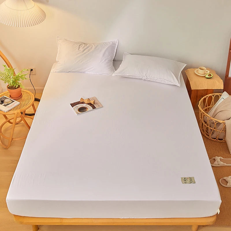 100% Cotton Mattress Covers Air-Permeable Anti-Pull Fitted Sheet No Pillowcase Elastic Bands Non Slip for Single Queen King Bed