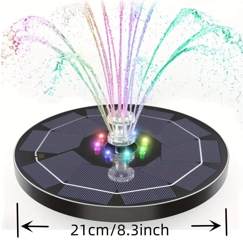 3W/3.5W solar fountain with LED lights, creative DIY fish pond decoration, suitable for garden bird bath, pond, swimming pool