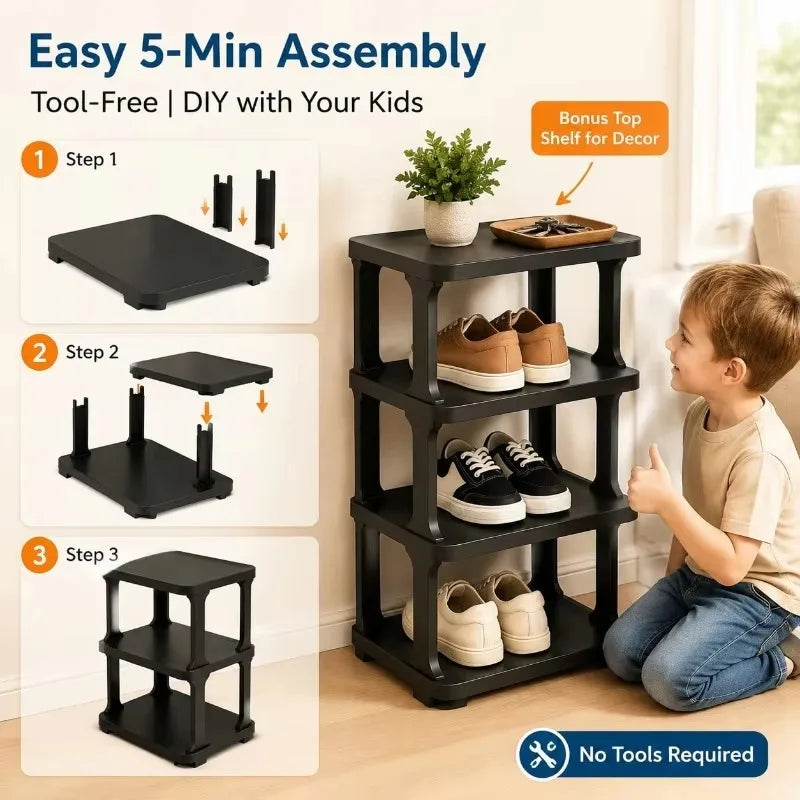 6-9 Layer Minimalist Shoe Rack Organizer - Disassemblable, Stackable, Compact Height Tall Space Saver, Multifunctional Household Storage Cabinet, Ideal Home Organizer Gift Solution