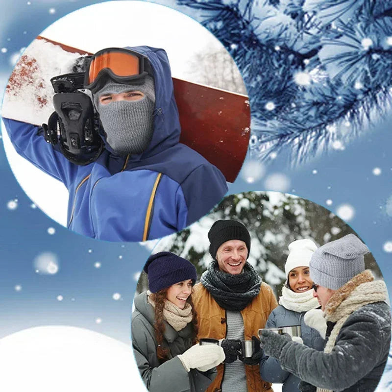 Winter Kintted Thicken Balaclava Full Face Mask Windproof Warm Outdoor Cycling Ski Hat Women Men Coldproof Running Earmuffs Hat
