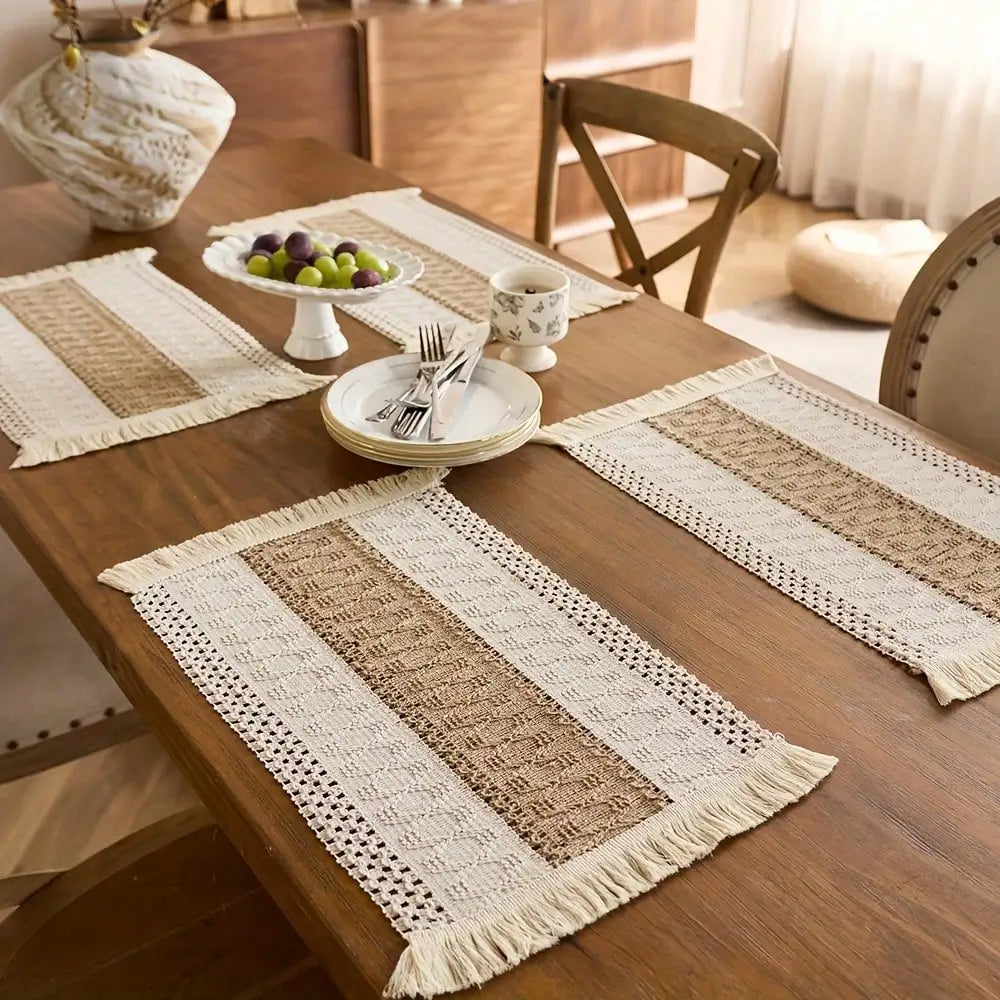1/4/6pcs Farmhouse - Style Rectangular Placemats