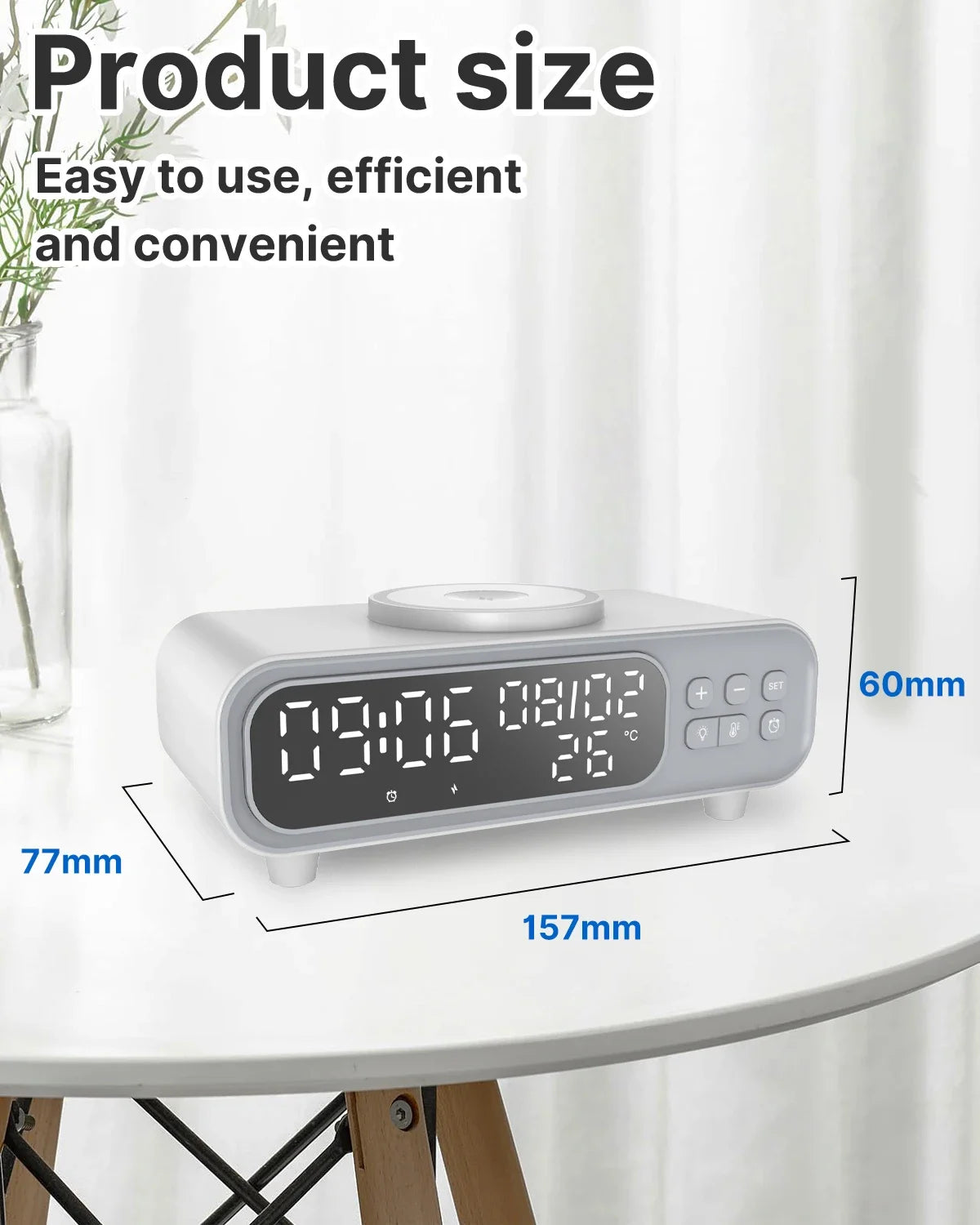 15W Wireless Charger Time Alarm Clock LED Night Light Thermometer Earphone Phone Chargers Fast Charging Dock Station For iPhone