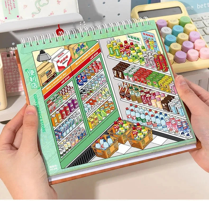 Kawaii Store Code Goods Series Sticker Scene Collection 3D Scene Book DIY Handmade Sticker Home Decoration Party Sticker Gifts