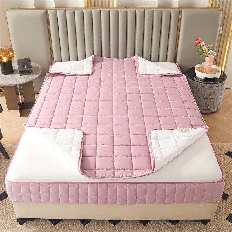 Six Sides All Inclusive Mattress Cover with Zipper Thicken Fitted Sheet Quilted Mattress Protector Pad Couple Customized Size