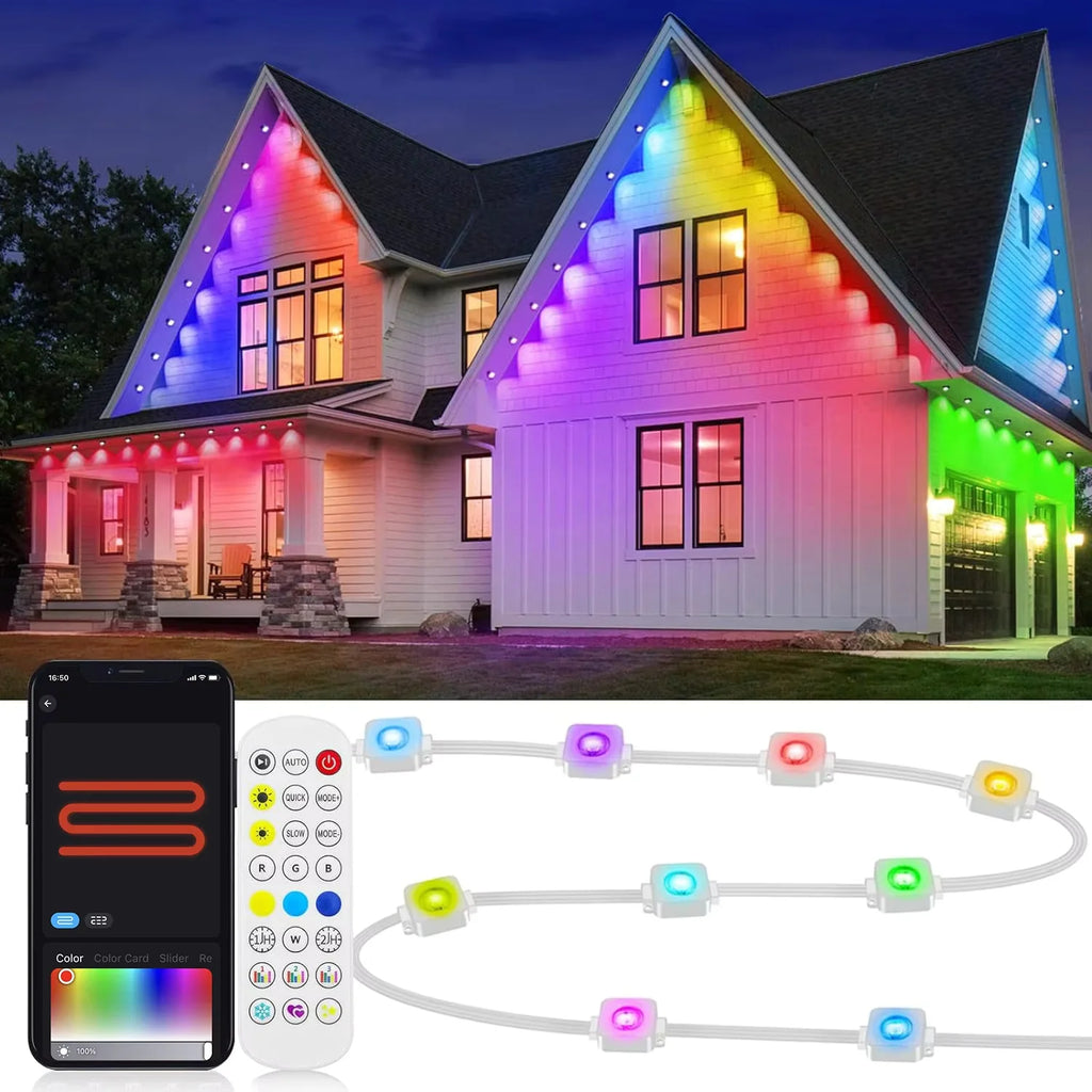 15M USB Permanent Outdoor Lights Smart Rgbic LED Eaves
