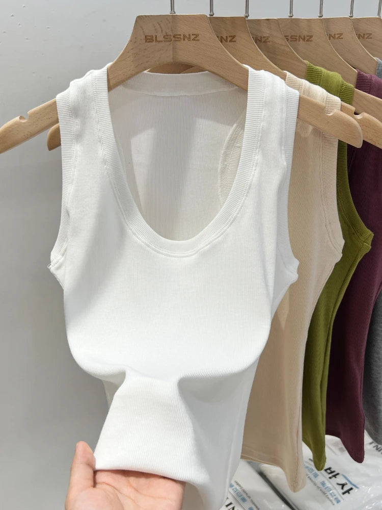 Zjaiss Women's Tank Tops Solid Camisole Summer Slim Versatile Y2K