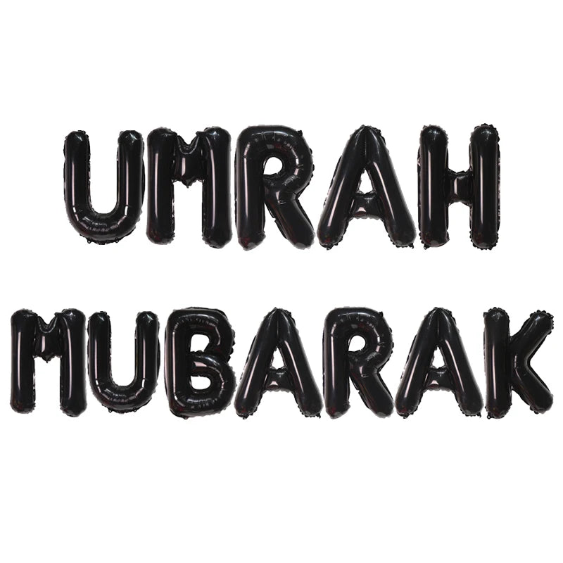 1set 16inch Umrah Mubarak Hang Letter Balloons Muslim Islamic Party Decorations Foil Ballon Ramadan Bunting Party Decorations
