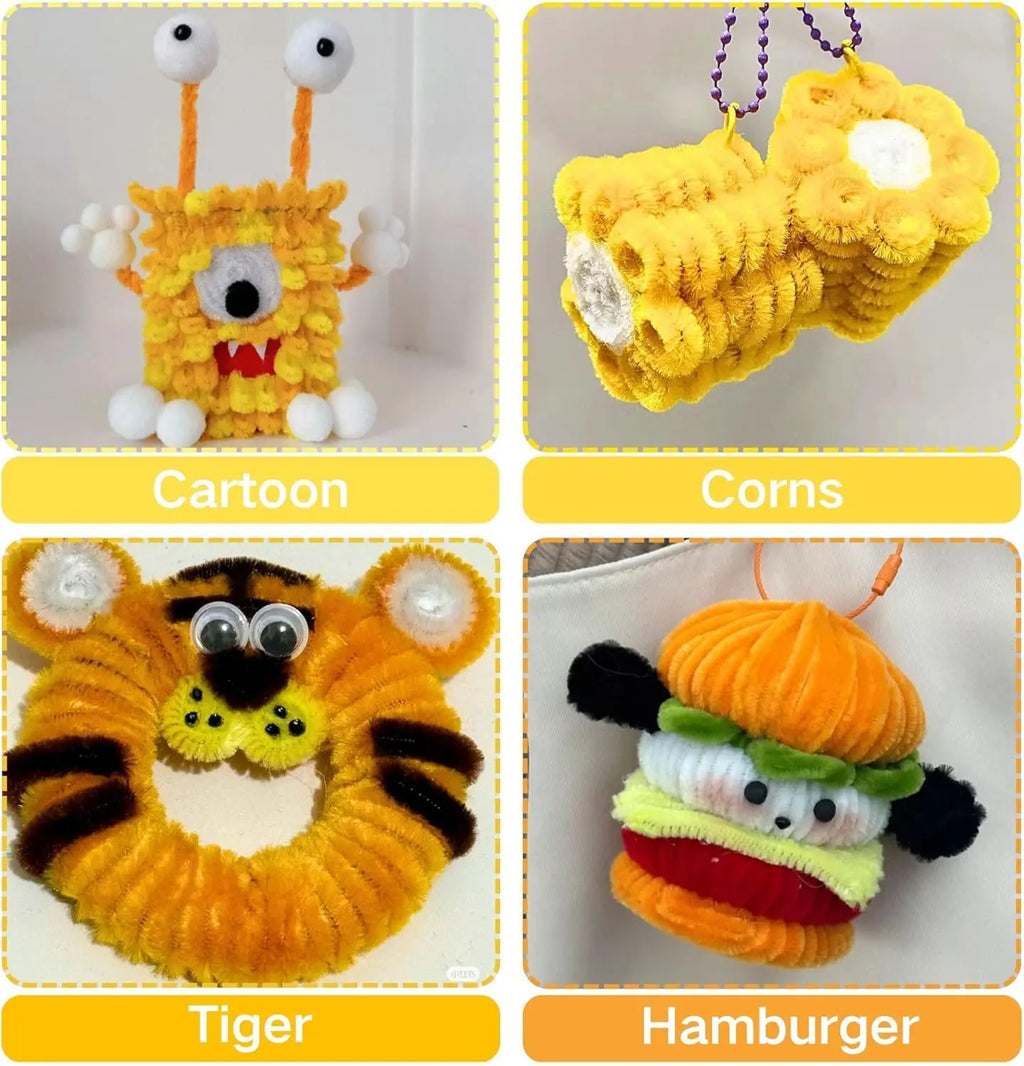 100/300 PCS 6 Colors Gradient Yellow Pipe Cleaners Chenille Stems, Pipe Cleaners Craft,Pipe Cleaners Set for DIY Art and Craft