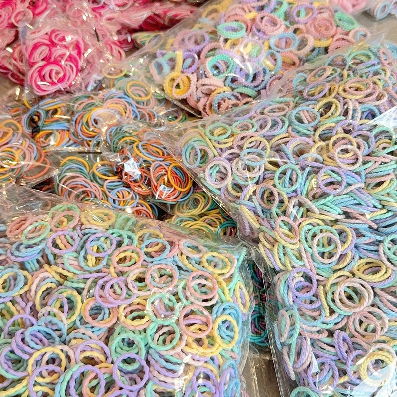[50/100Pcs] Baby Rubber Band Does Not Hurt The Hair Small Thumb Ring High Elastic Thread Toddler Seamless Scrunchies Set