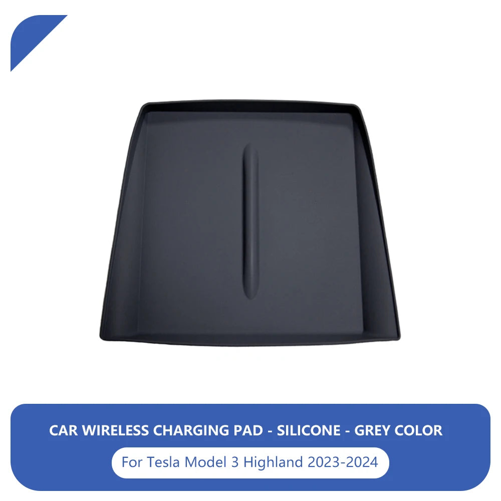 For Tesla Model 3 Highland 2024 Silicone Wireless Charger Pad Center Control Protector Non-slip Mat Car Interior Accessories