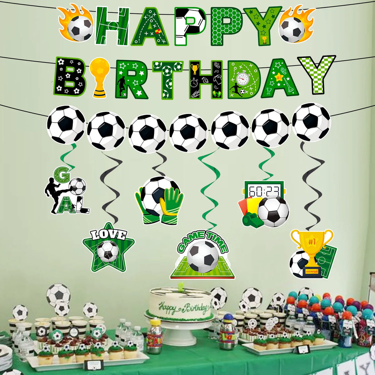 Soccer Birthday Party Decorations Set - Happy Birthday Soccer
