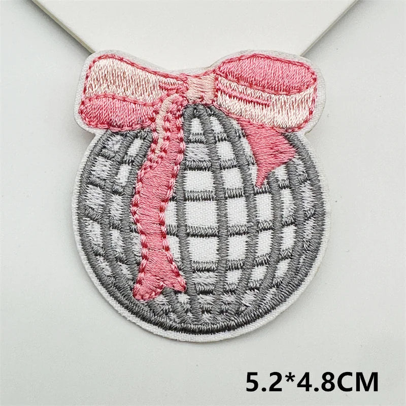Cartoon Embroidery Sticker Decorative Ironing Sticker Sewing DIY Pink Bowknot Clothing Shoes Hat Bag Patch
