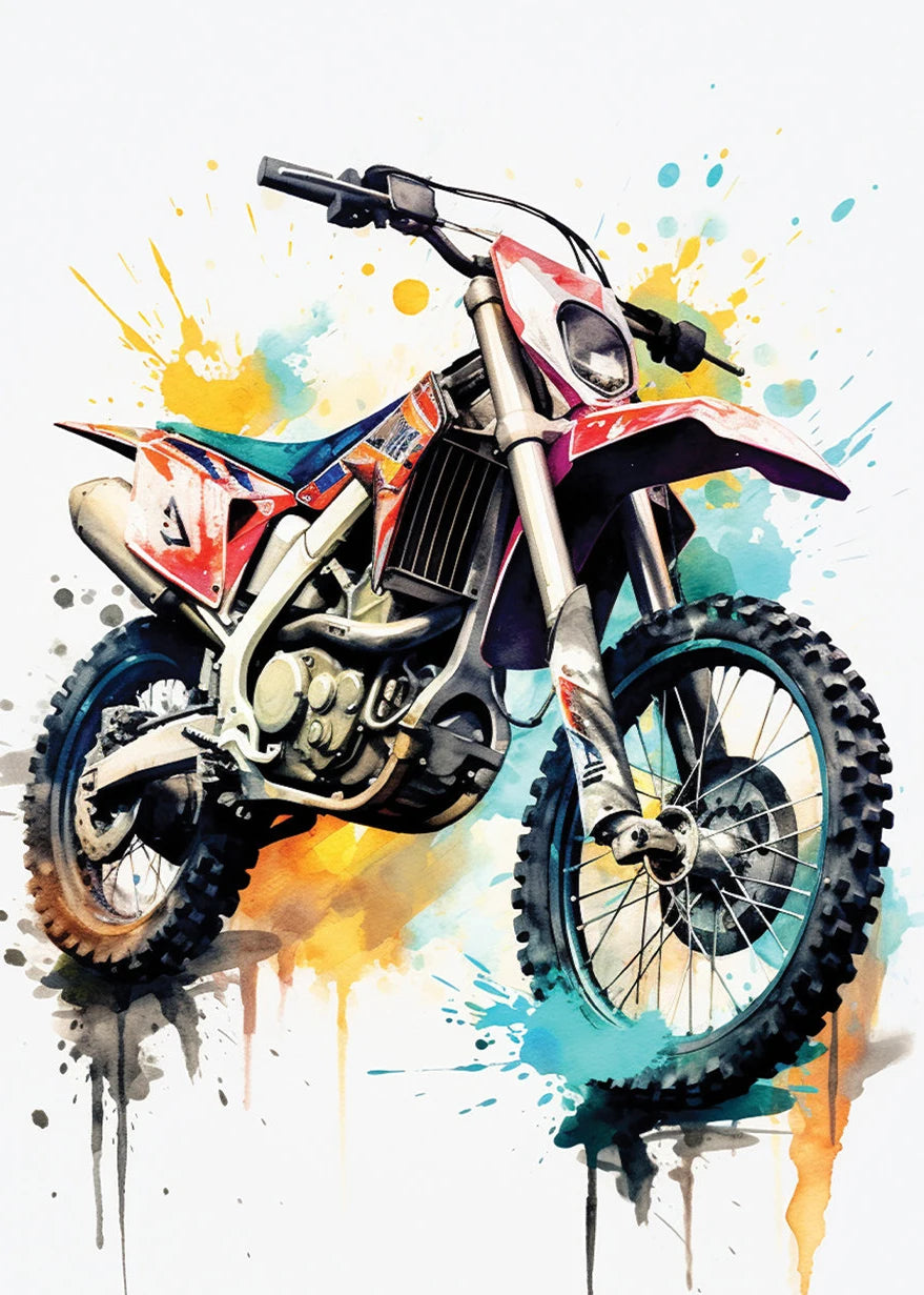 Watercolour Dirt Bike Motocross Canvas Painting Posters Prints  Motorcycle Motorbike Wall Picture for Room Home Decor Cuadros