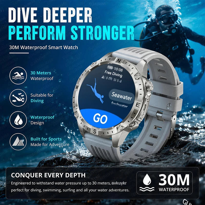 Outdoor GPS Offline Map Smart Watch Men 3ATM Waterproof