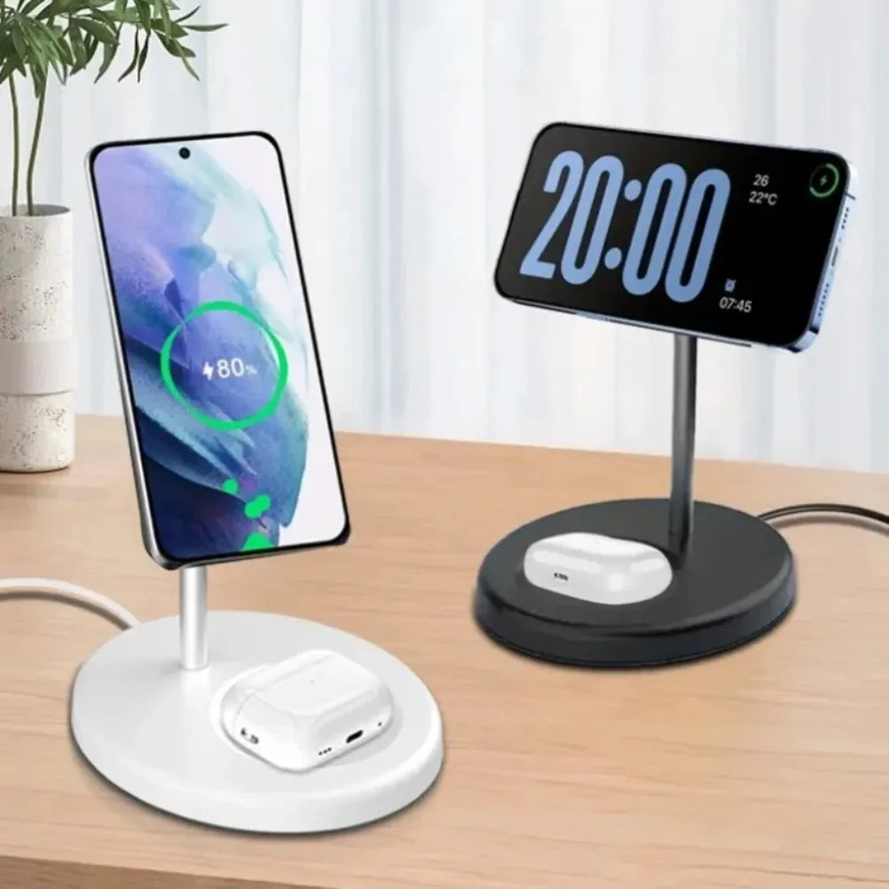2 In 1 Fast Wireless Charging Station Dock Magnetic Wireless Charger Stand Phone Earphone For iPhone 16 15 14 13 12 For Airpods