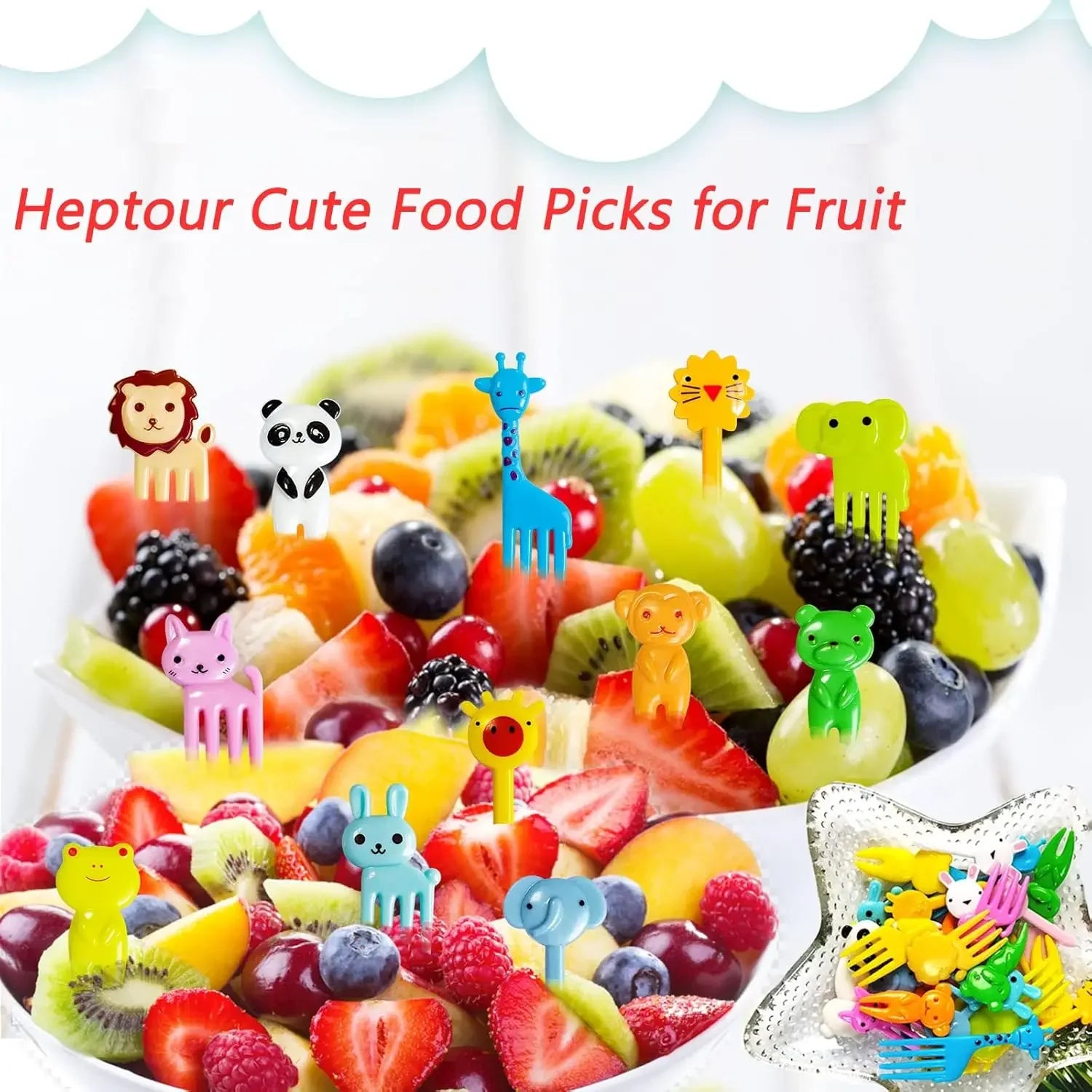 40PCS Fruit Fork Cartoon Kids Cake Fruit Toothpick Mini Animal Fork Food Grade Plastic Bento Lunch Bento Accessories Party Decor
