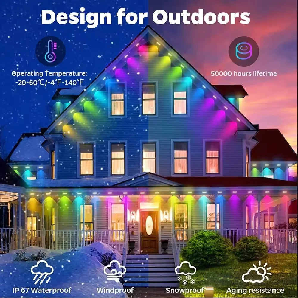 15M USB Permanent Outdoor Lights Smart Rgbic LED Eaves