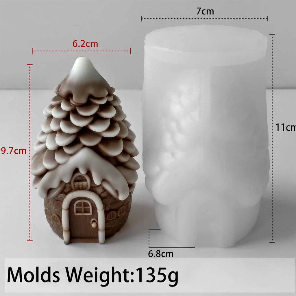 3D Pine Cone Snows House Silicone Candle Mold DIY Handmade Christmas Ornaments Plaster Concrete Mold Xmas Craft Party Deco